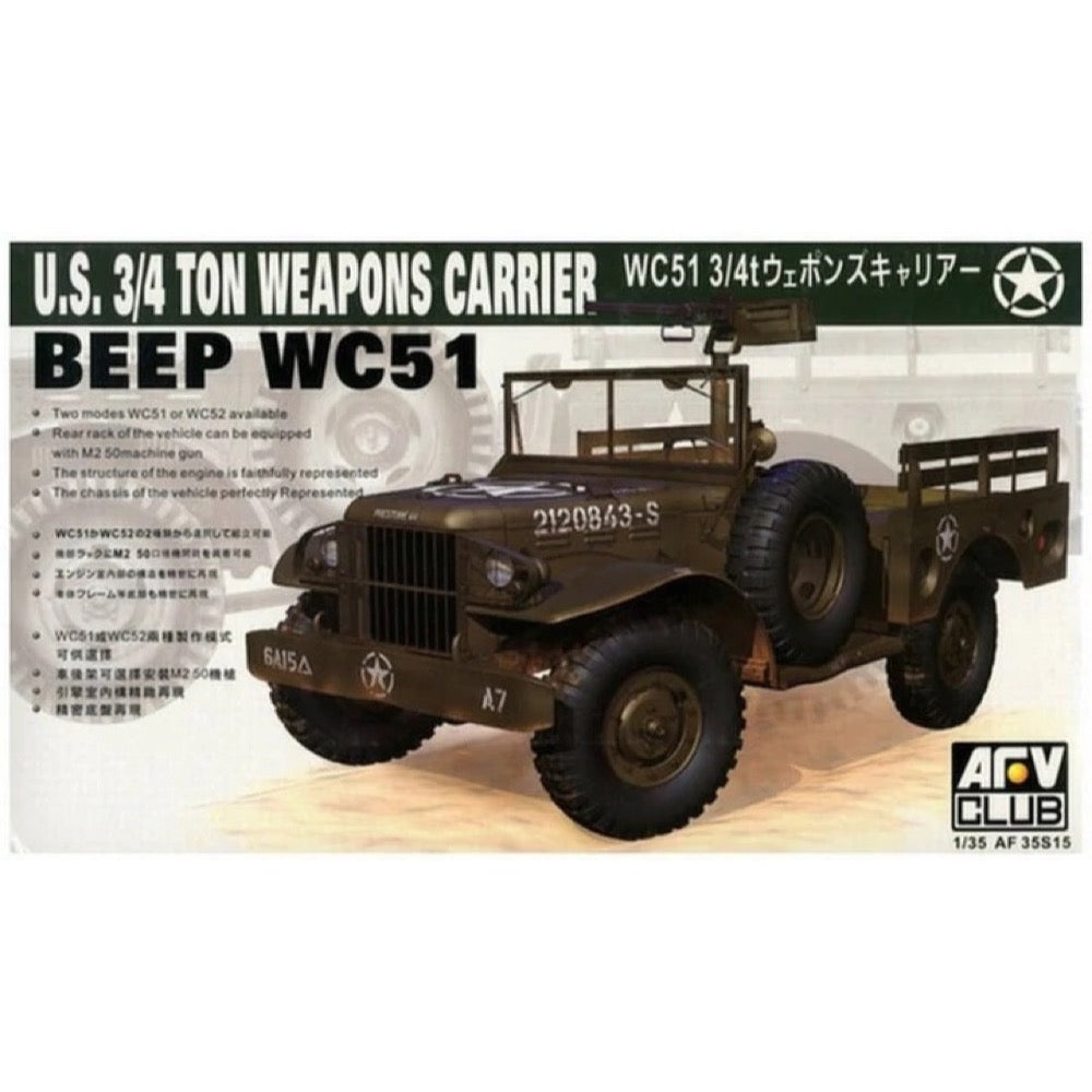 AFV Club AF35S15 1/35 Wc51 3/4T Weapons Carrier Plastic Model Kit