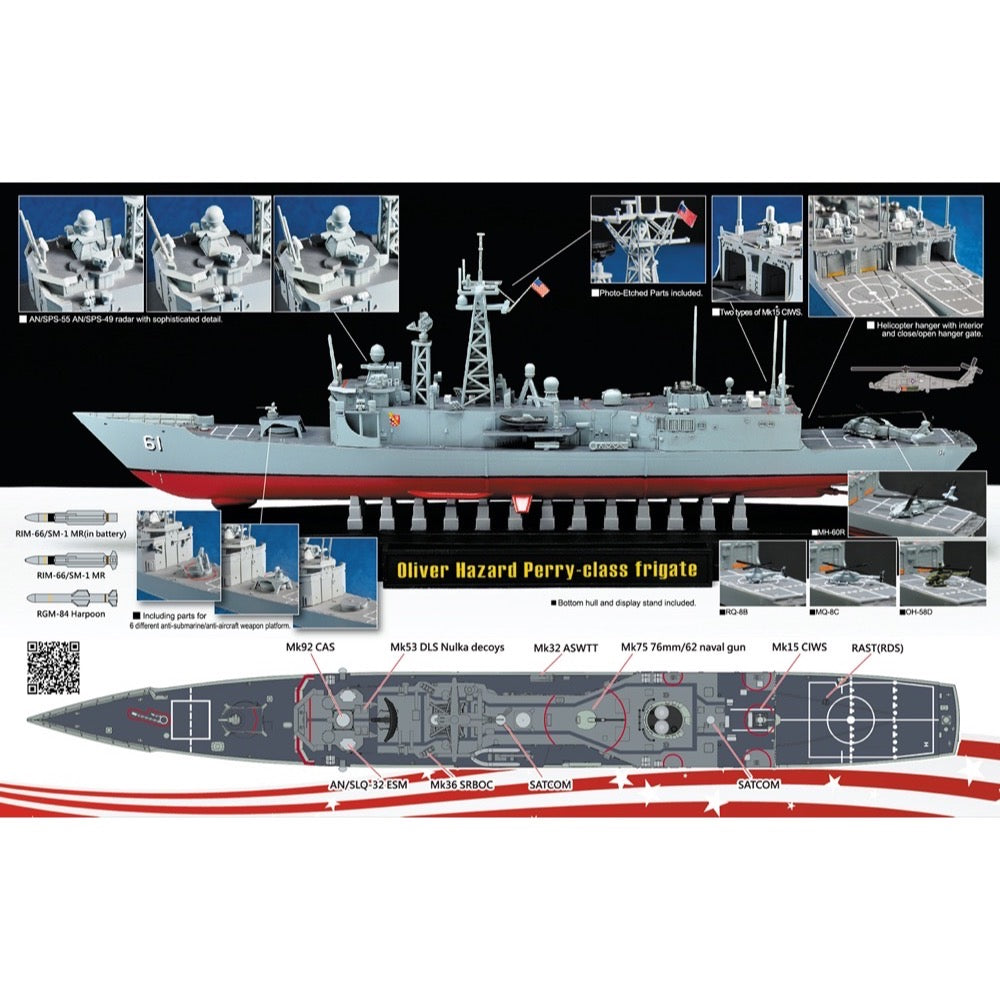 AFV 70007 1/700 USS Oliver Hazard Perry Class Frigate Full Hull