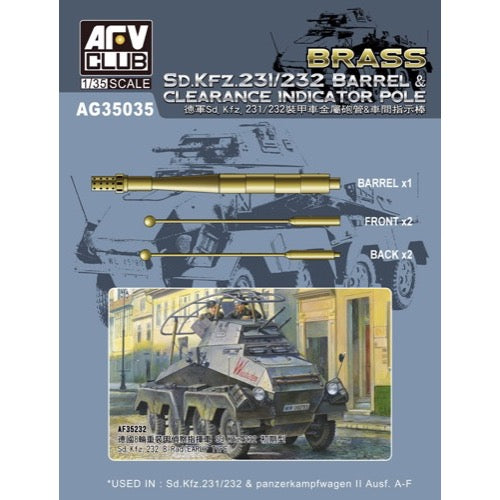 AFV AG35035 Club 1/35 SDKFZ231/2 Barrel & Clear Pole