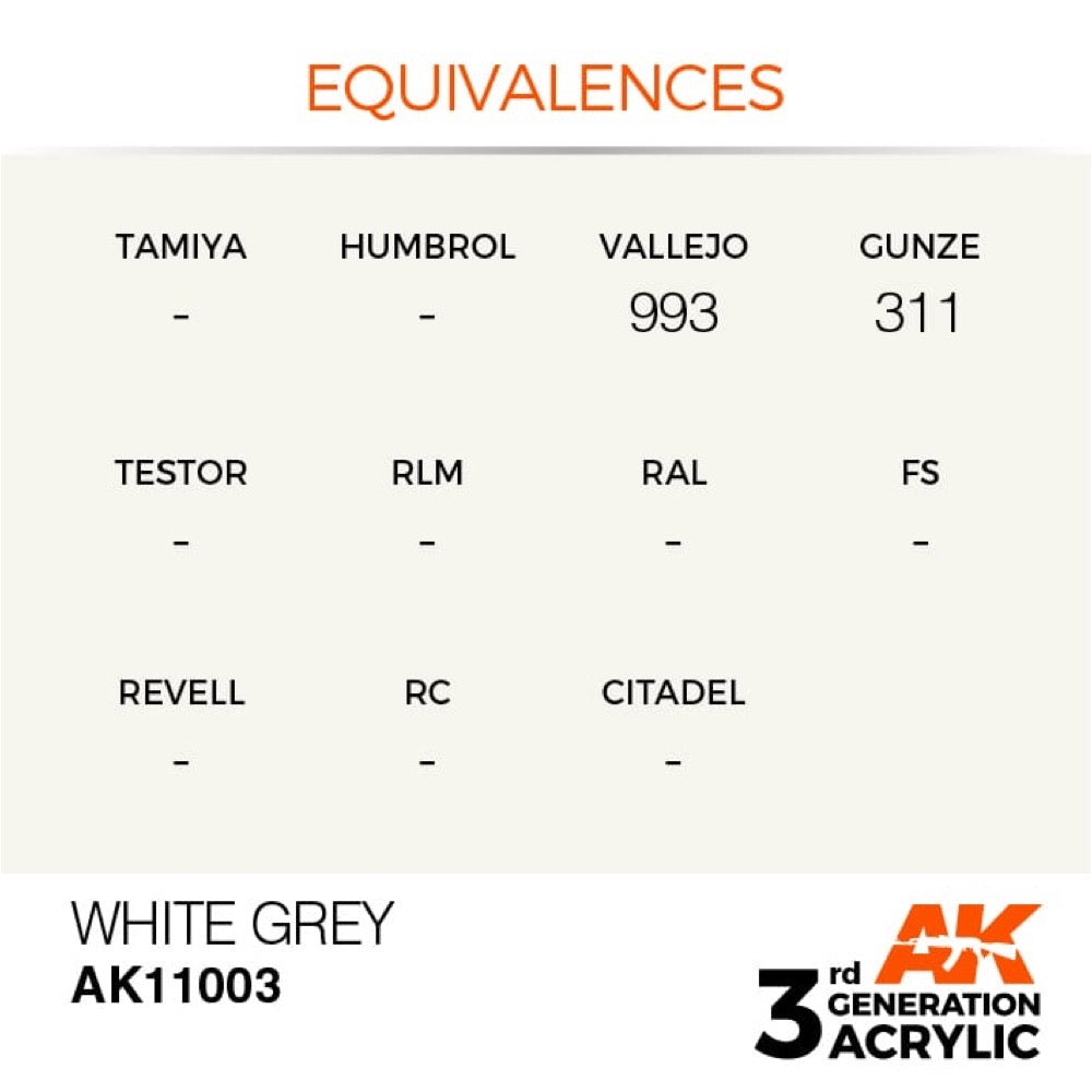 AK Interactive AK11003 White Grey Acrylic Paint 17ml (3rd Generation)