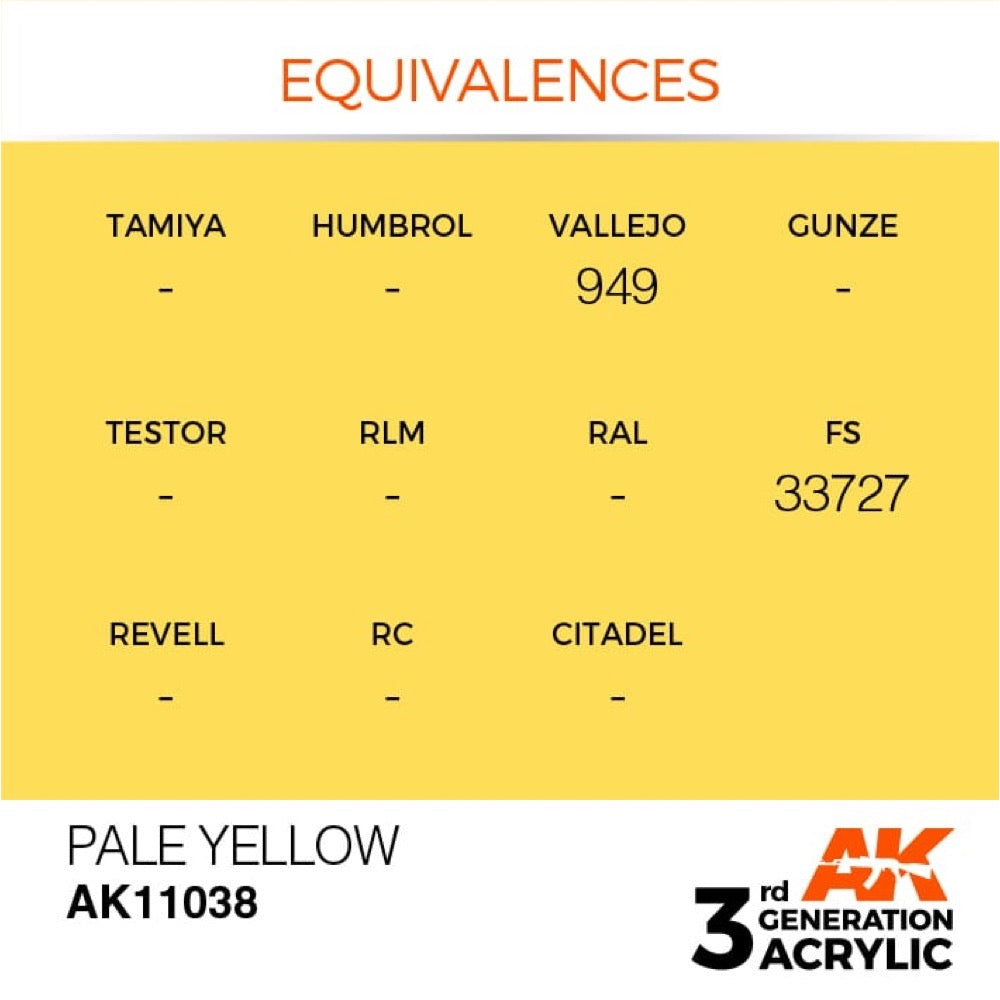 AK Interactive AK11038 Pale Yellow Acrylic Paint 17ml (3rd Generation)