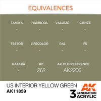 AK Interactive AK11859 Air Series US Interior Yellow Green Acrylic Paint 17ml 3rd Generation