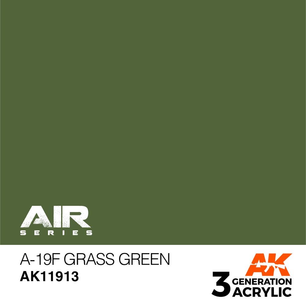 AK Interactive AK11913 Air Series A-19f Grass Green Acrylic Paint 17ml 3rd Generation