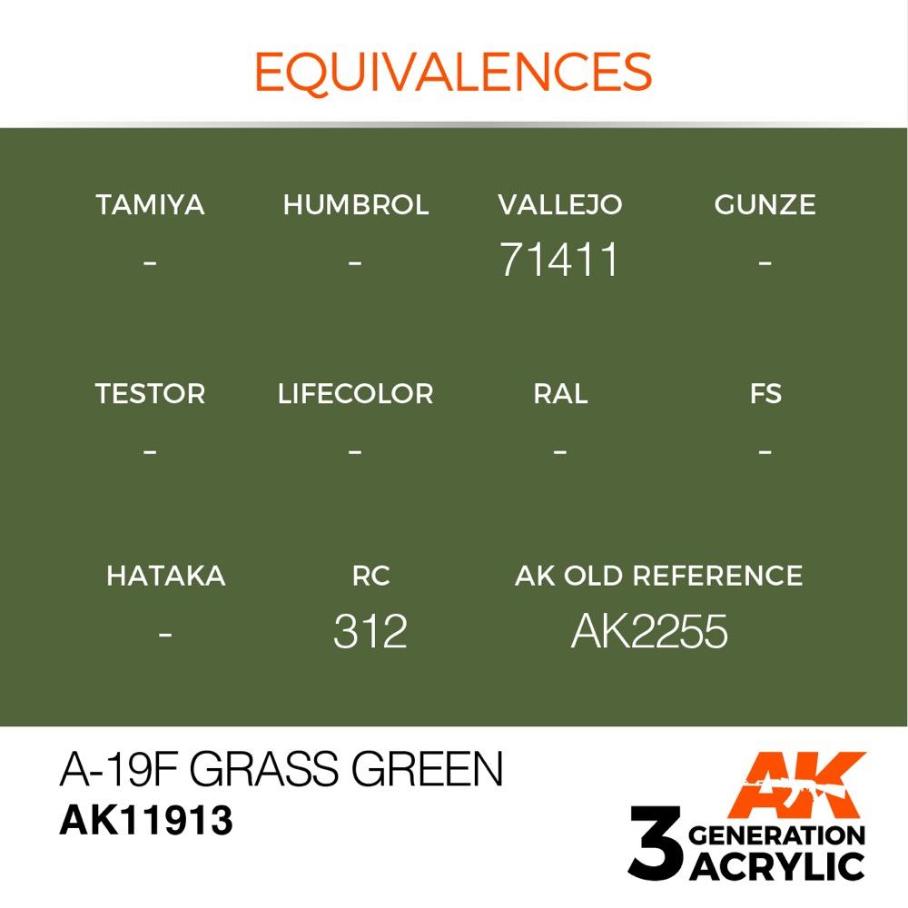 AK Interactive AK11913 Air Series A-19f Grass Green Acrylic Paint 17ml 3rd Generation