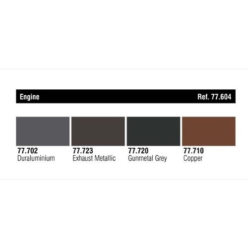Vallejo 77604 Metal Color Engine 4 Paint Set