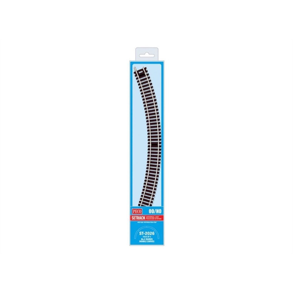 Peco ST2026 HO/OO Setrack Double Curve 2nd Radius (Pack of 4)