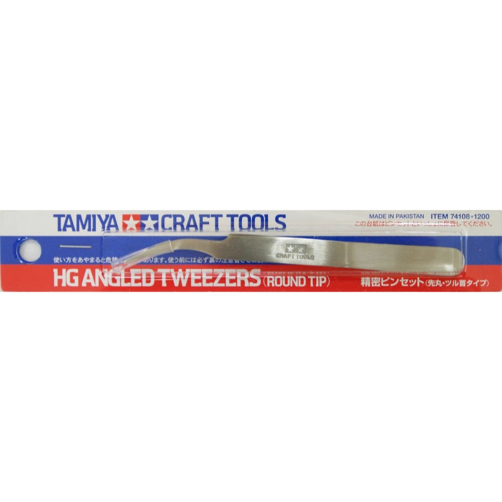 Tamiya 74108 HG Angled Tweezers Round Tip