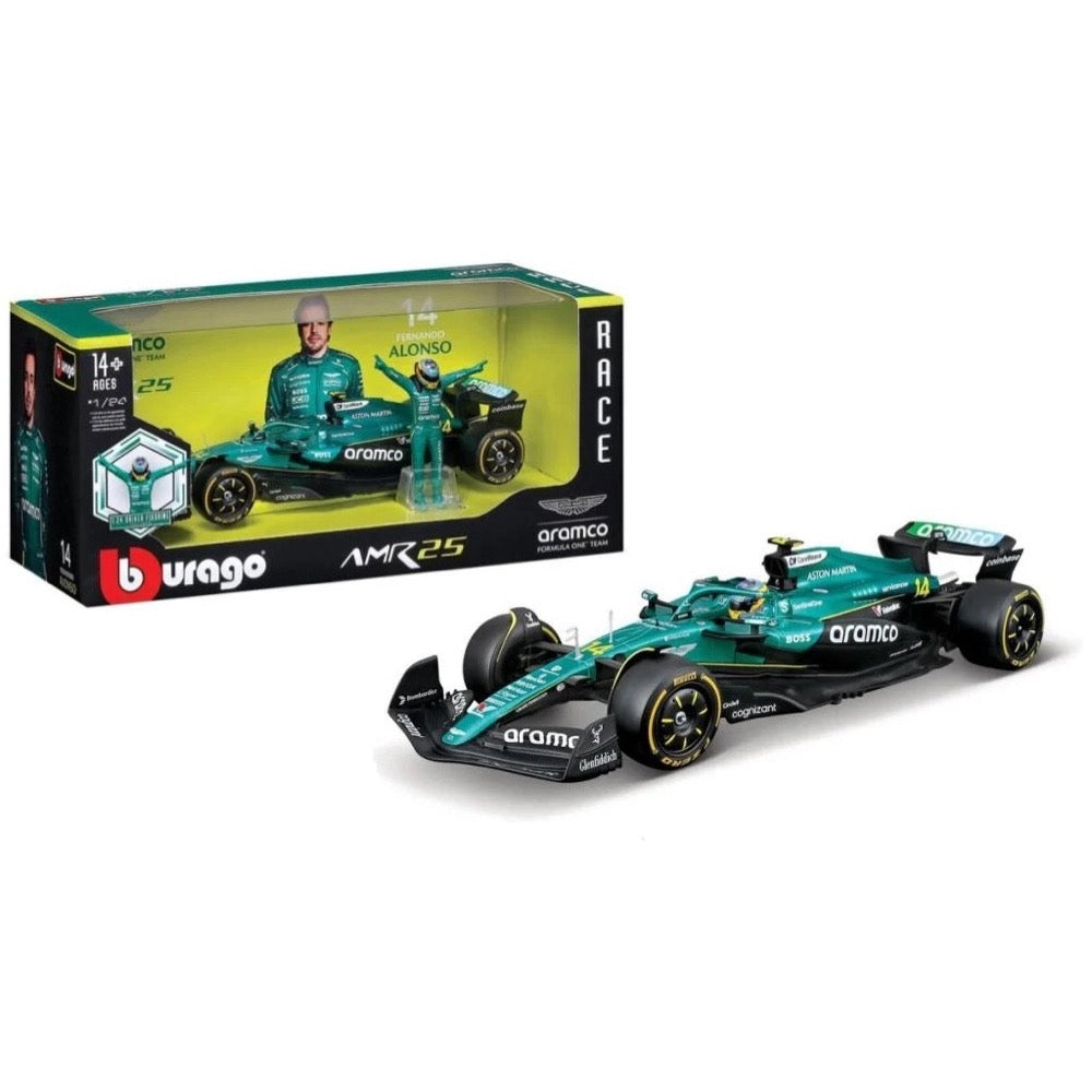 Bburago 28071A 1/24 Aston Martin AMR 25 No.14 Fernando Alonso with Figure
