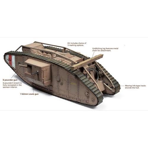 Tamiya 30057 1/35 WWI British Tank Mk.IV Male w/Single Motor Plastic Model Kit
