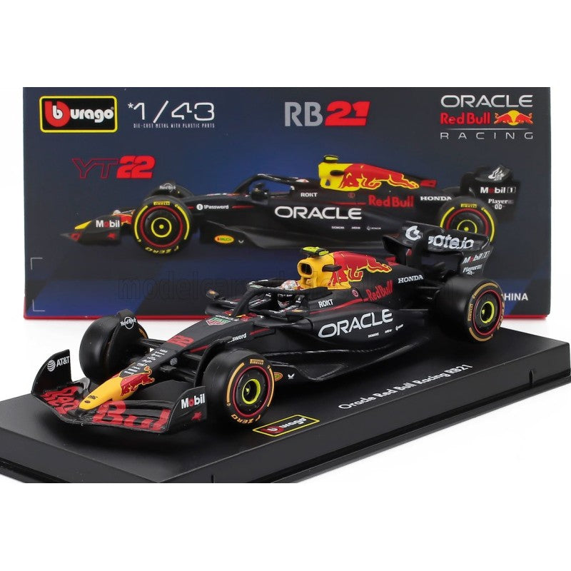 Bburago 38234T 1/43 RedBull Racing RB21 No.22 Yuki Tsunoda with Helmet and Showcase