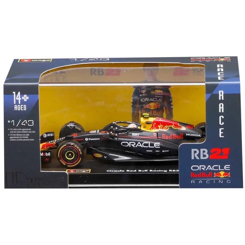 Bburago 38234T 1/43 RedBull Racing RB21 No.22 Yuki Tsunoda with Helmet and Showcase