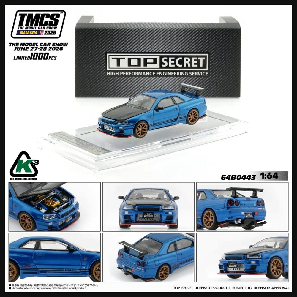BM Creation 1/64 Nissan Skyline R34 GT-R Top Secret Blue TMCS 2026