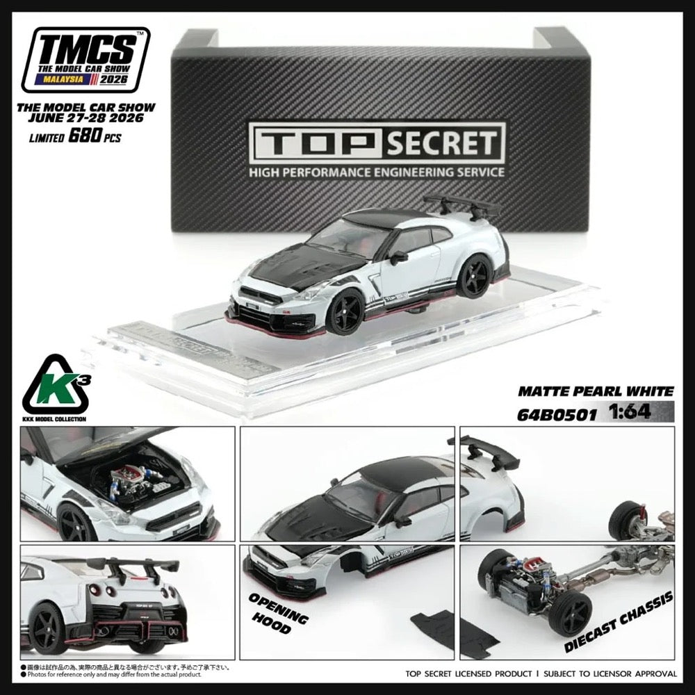 BM Creation 1/64 Nissan GT-R R35 Top Secret Matte Pearl White TMCS 2026
