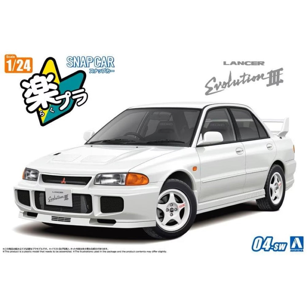 Aoshima 006780 1/24 Snap CE9A Lancer Gsr Evolution III 1995 Scotia White 4905083067802