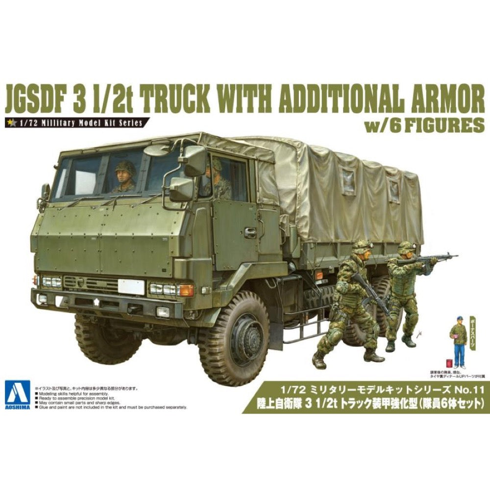 Aoshima A01208 1/72 JGSD 3 1/2T Truck With Additional Armor with 4 Figures