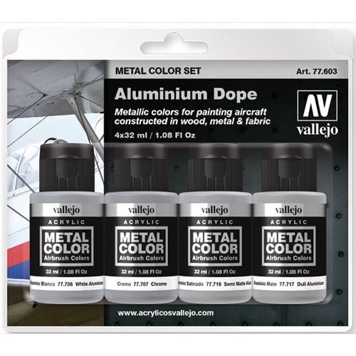 Vallejo 77603 Metal Color Aluminium Dope 4 Paint Set