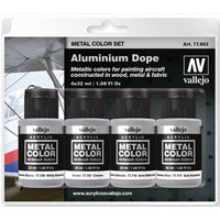 Vallejo 77603 Metal Color Aluminium Dope 4 Paint Set