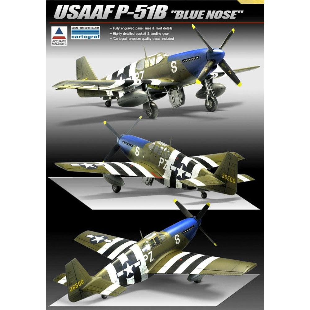 Academy 1/48 USAAF P-51B 70th Anniversary Normandy Invasion 1944 Model Kit
