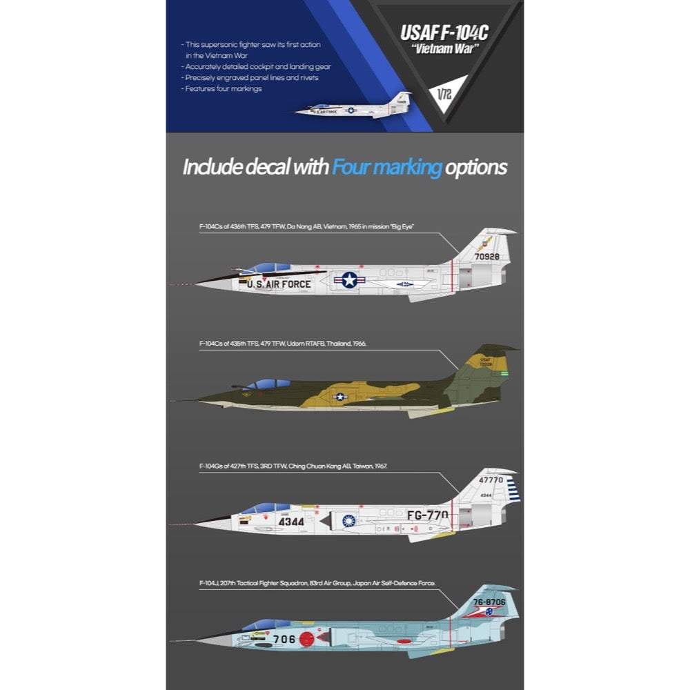 Academy 12576 1/72 Lockheed USAF F-104C Starfighter Vietnam War