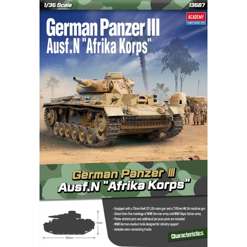 Academy 1/35 German Panzer III Ausf.N Afrika Korps Model Kit