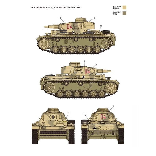 Academy 1/35 German Panzer III Ausf.N Afrika Korps Model Kit