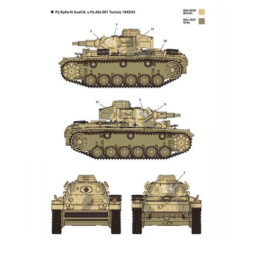 Academy 1/35 German Panzer III Ausf.N Afrika Korps Model Kit