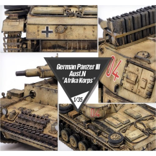 Academy 1/35 German Panzer III Ausf.N Afrika Korps Model Kit