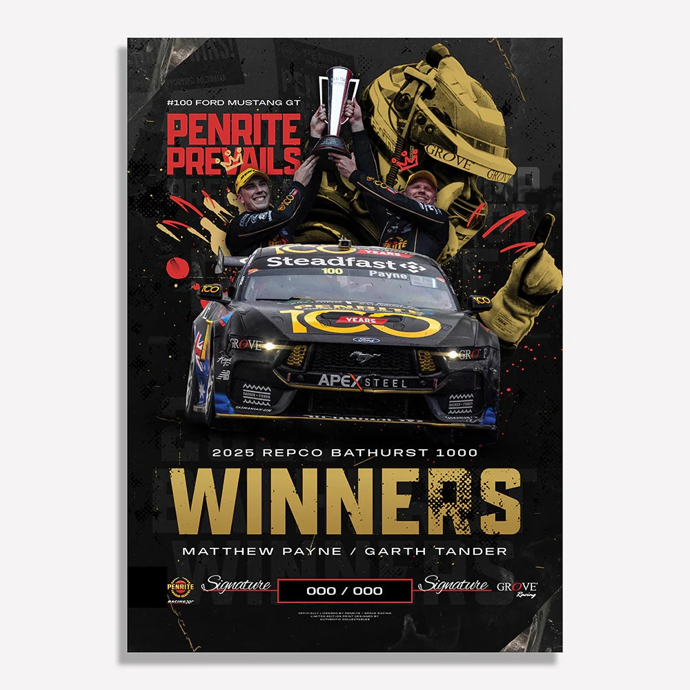 Authentic Collectables ACP075 Penrite Racing 2025 Repco Bathurst 1000 Winners Signed Limited Edition Print