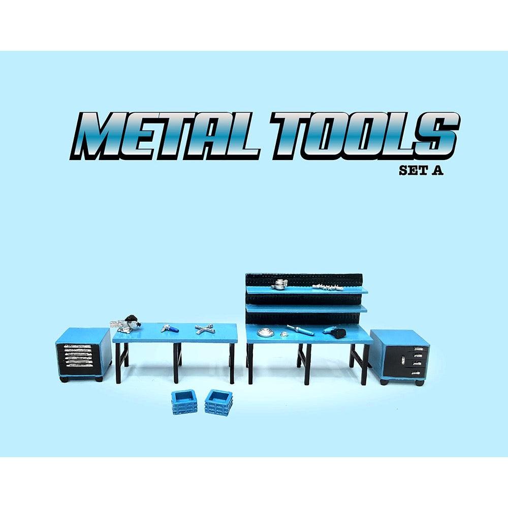 American Dioramas 1/64 Metal Tools Blue Set A