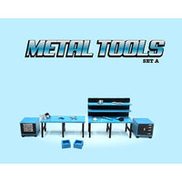 American Dioramas 1/64 Metal Tools Blue Set A