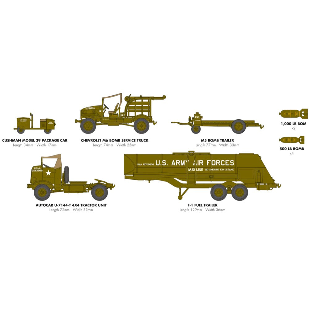 Airfix A06304 1/72 USAAF Bomber Re-Supply Set Autocar U-7144-T 4x4 Tractor Unit and F-1 Fuel Trailer