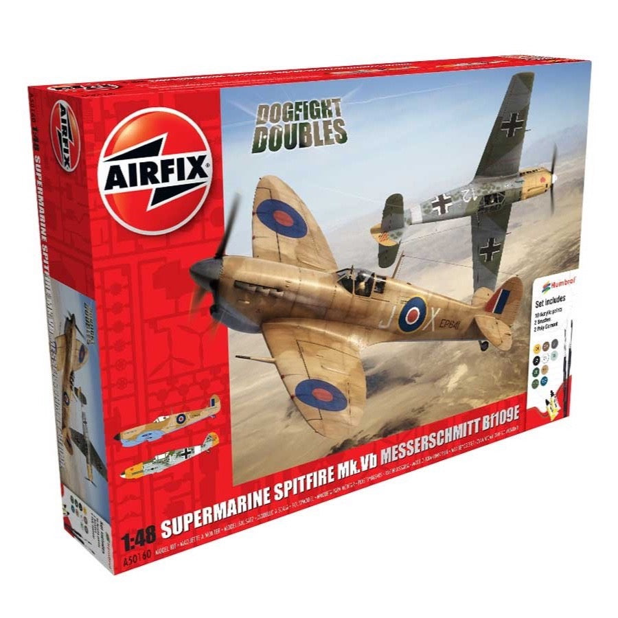 Airfix A50160 1/48 Supermarine Spitfire Mk.Vb Messerschmitt Bf109e Dogfight Double Gift Set