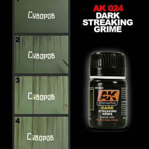 AK Interactive AK024 Weathering Streaking Grime for Dark Vehicles Enamel 35mL