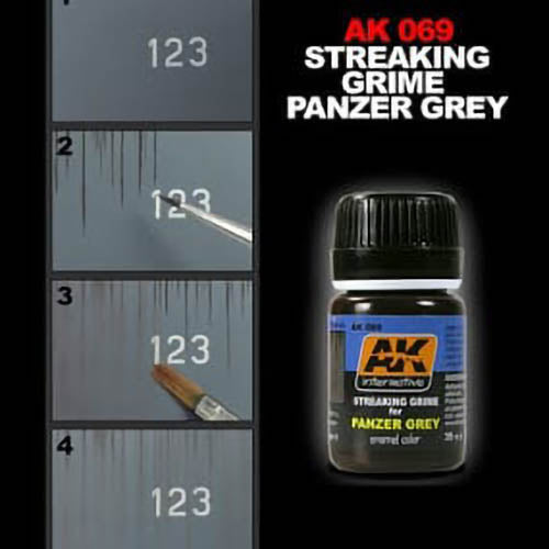AK Interactive AK069 Weathering Streaking Grime for Panzer Grey Vehicles Enamel 35mL
