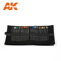AK Interactive 10048 Weathering Pencils Full Range Cloth Case