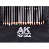 AK Interactive Weathering Pencils Full Range in Cloth Case with Zipper