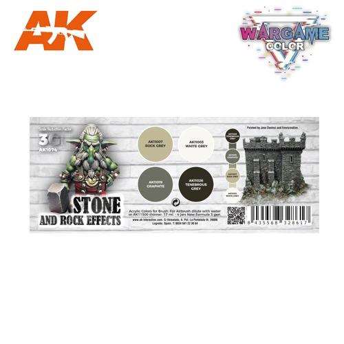 AK Interactive AK1074 Wargame Color Stone and Rock Effects Acrylic Paint Set