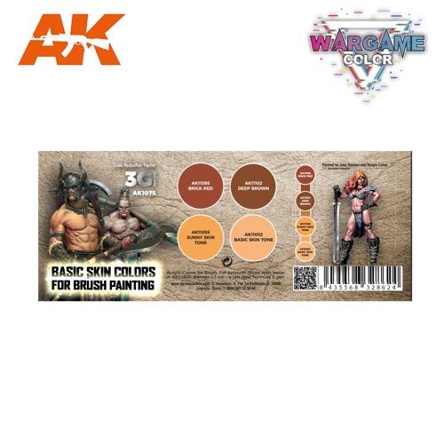 AK Interactive AK1075 Wargame Color Basic Skin Colors Acrylic Paint Set