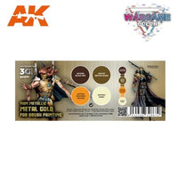 AK Interactive AK1077 Wargame Color Non Metallical Metal Gold with Brush Acrylic Paint Set