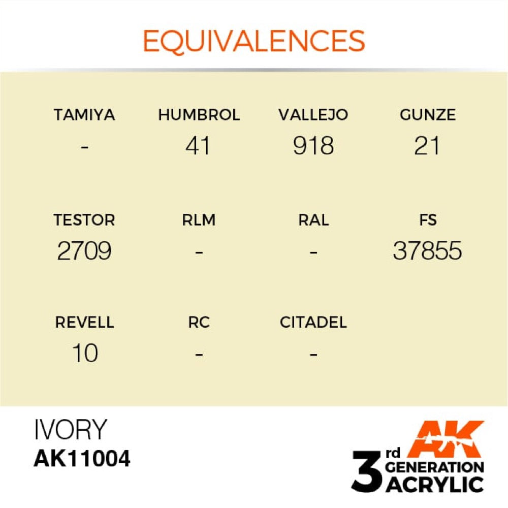AK Interactive AK11004 Ivory Acrylic Paint 17ml (3rd Generation)