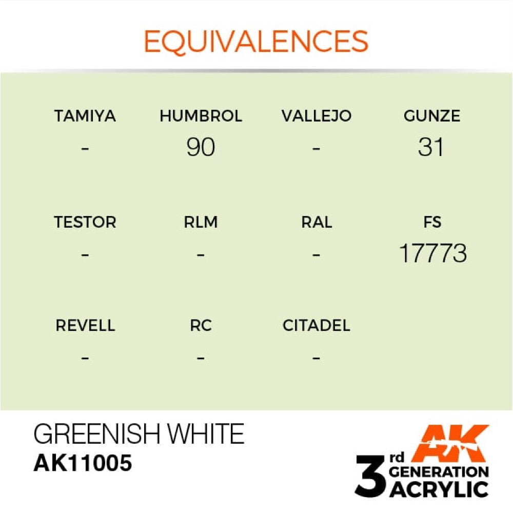 AK Interactive AK11005 Greenish White Acrylic Paint 17ml (3rd Generation)