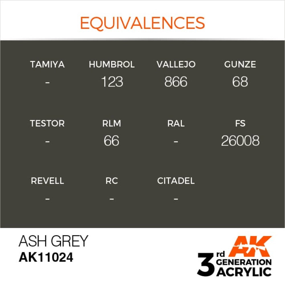 AK Interactive AK11024 Ash Grey Acrylic Paint 17ml (3rd Generation)
