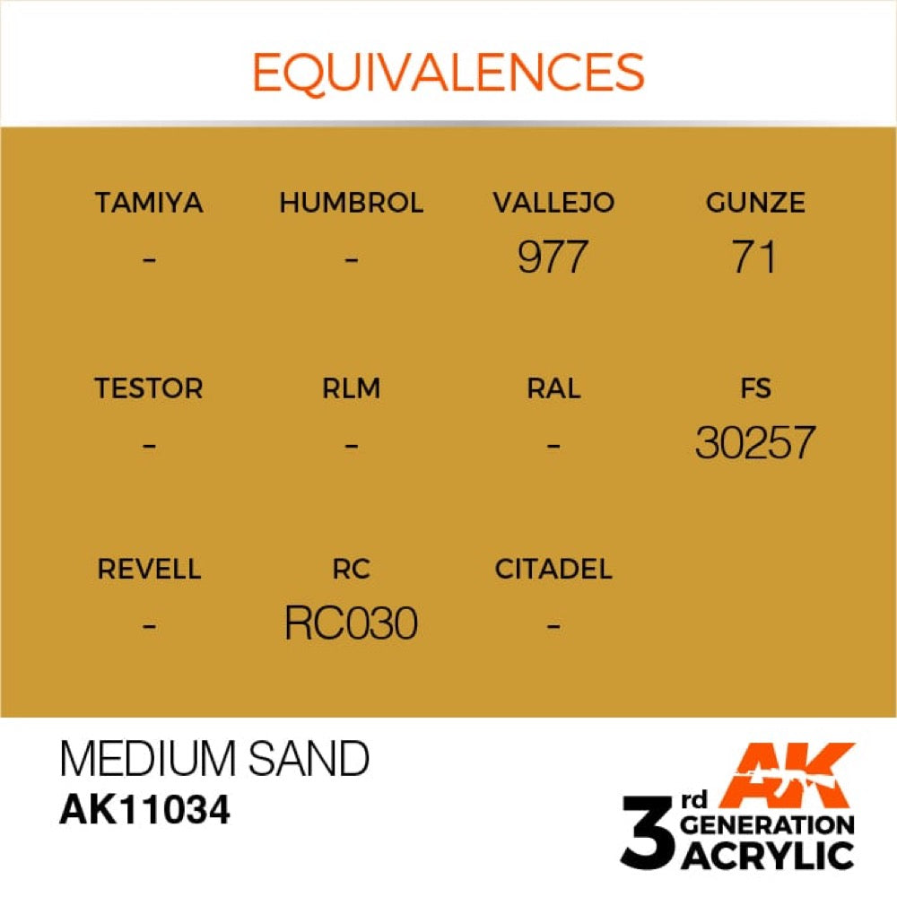 AK Interactive AK11034 Medium Sand Acrylic Paint 17ml (3rd Generation)