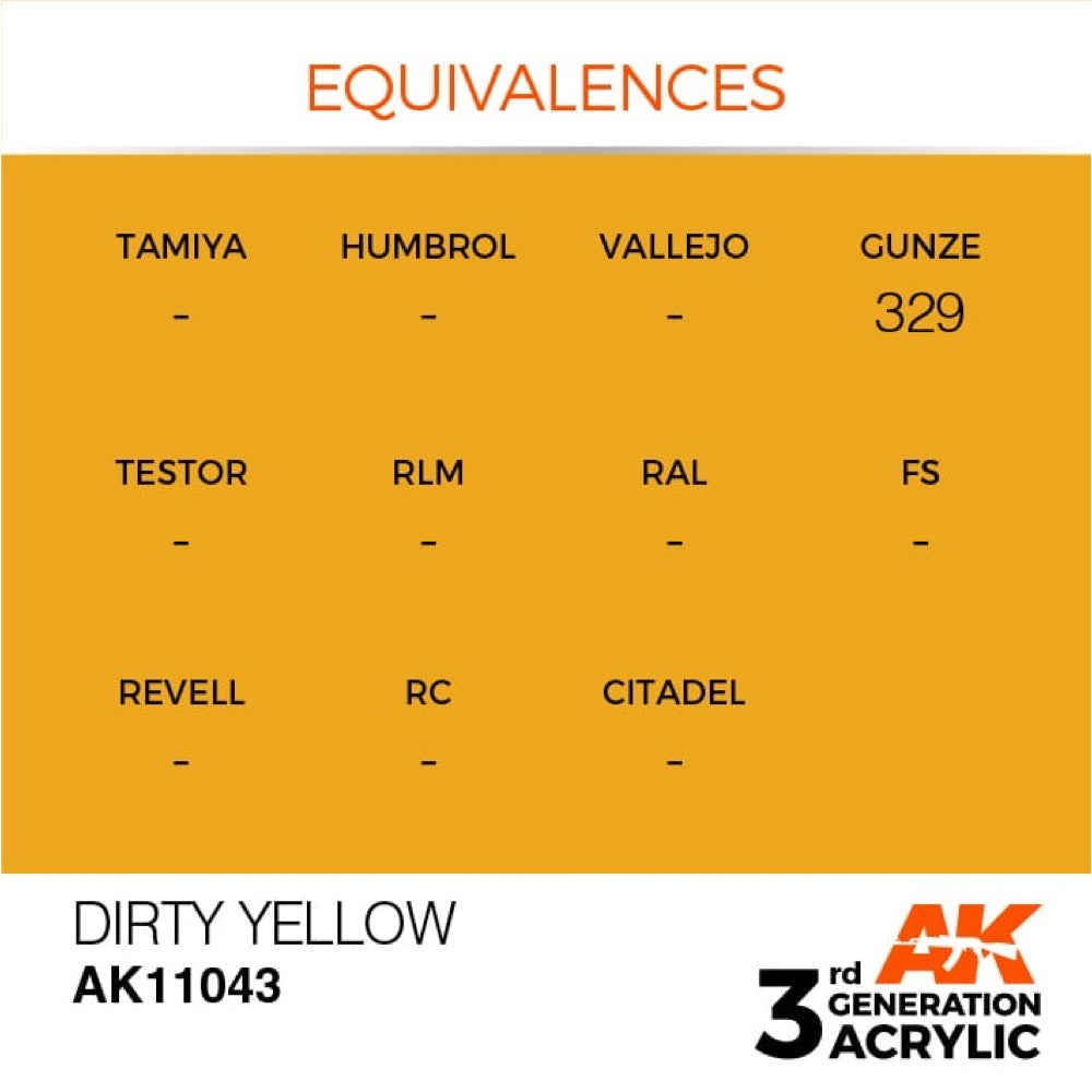 AK Interactive AK11043 Dirty Yellow Acrylic Paint 17ml (3rd Generation)