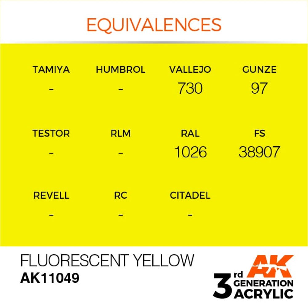 AK Interactive AK11049 Fluorescent Yellow Acrylic Paint 17ml (3rd Generation)
