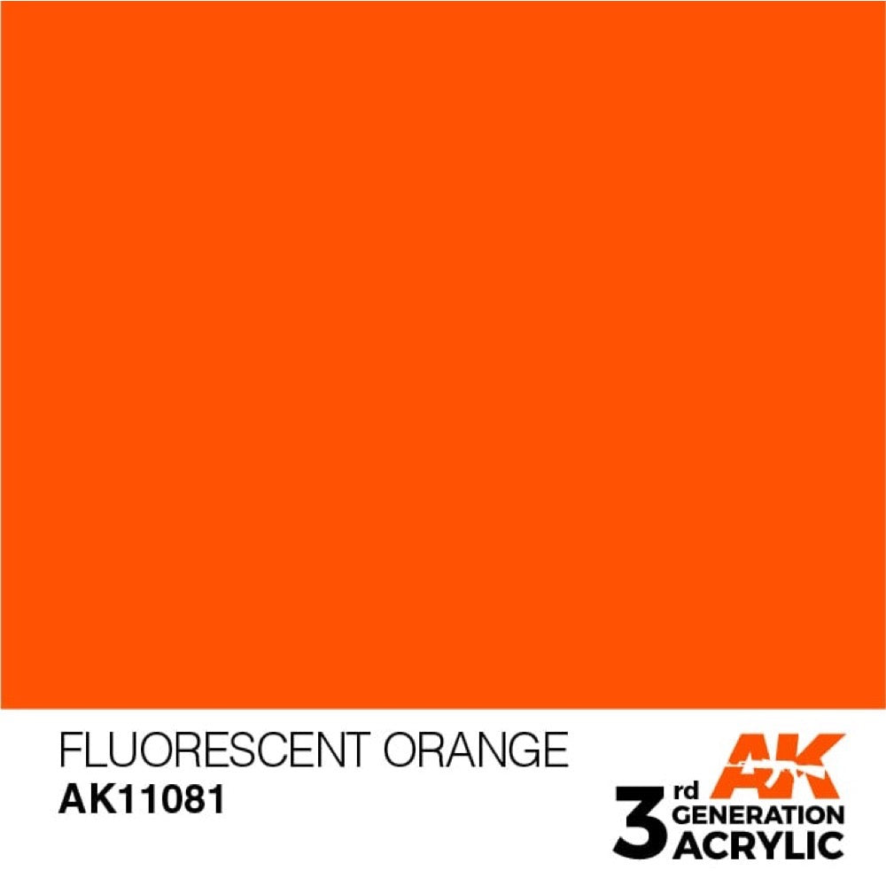 AK Interactive AK11081 Fluorescent Orange Acrylic Paint 17ml (3rd Generation)