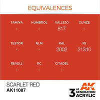 AK Interactive AK11087 Scarlet Red Acrylic Paint 17ml (3rd Generation)