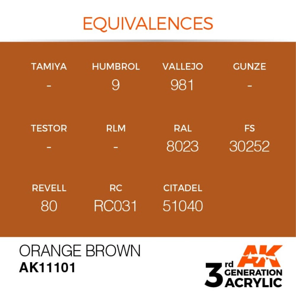 AK Interactive AK11101 Orange Brown Acrylic Paint 17ml (3rd Generation)