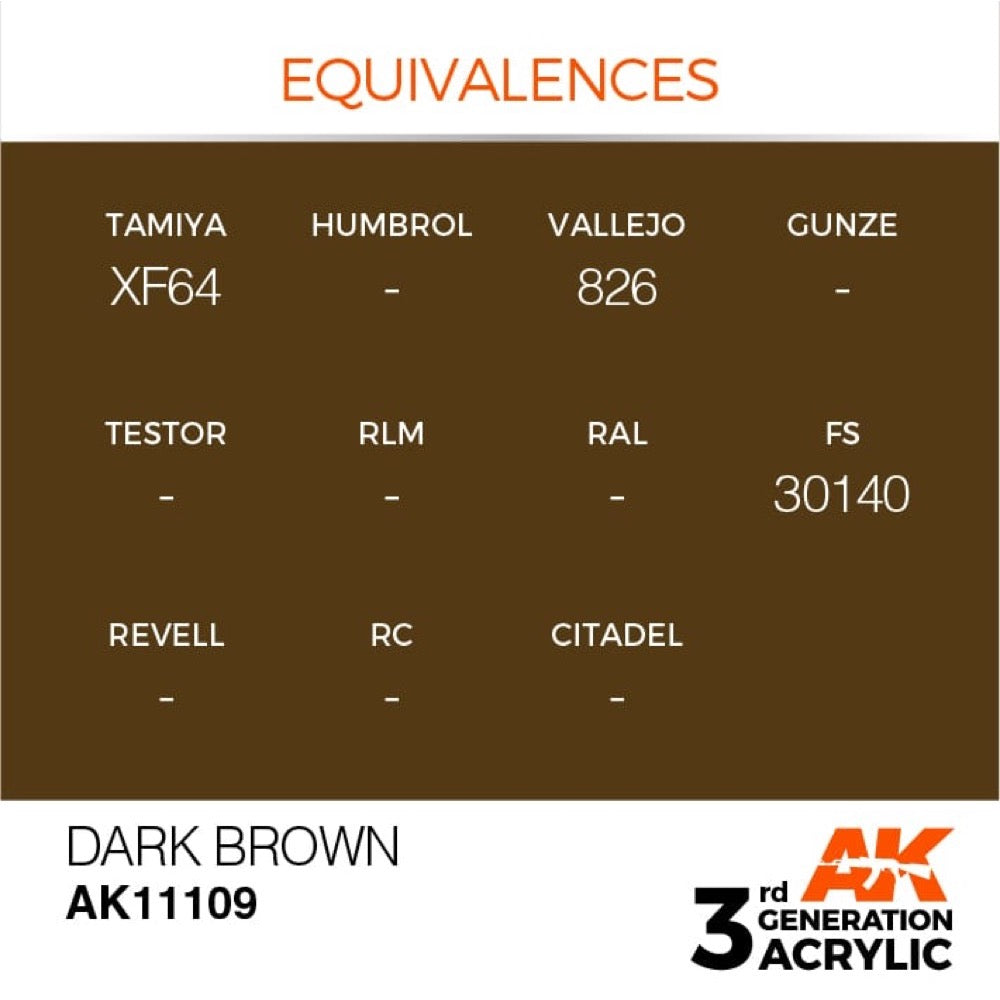 AK Interactive AK11109 Dark Brown Acrylic Paint 17ml (3rd Generation)
