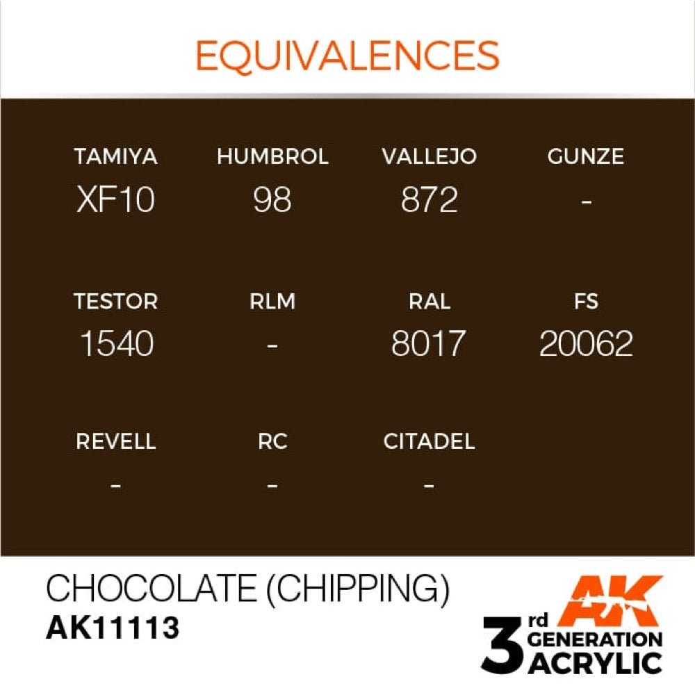 AK Interactive AK11113 Chocolate (Chipping) Acrylic Paint 17ml (3rd Generation)
